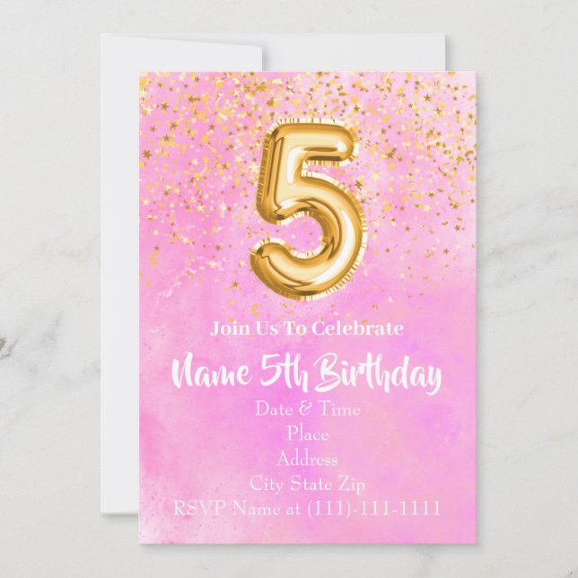 5 Birthday Convite Modelo (Frente)