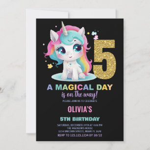 5 Birthday Unicorn Birthday - Convites de Aniversá