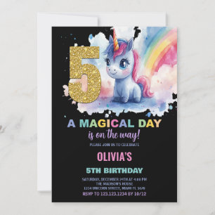 5 Birthday Unicorn Birthday - Convites de Aniversá