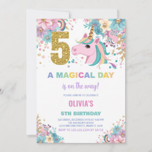 5 Birthday Unicorn Birthday - Convites de Aniversá