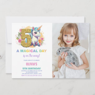 5 Birthday Unicorn Birthday - Foto dos Convites de