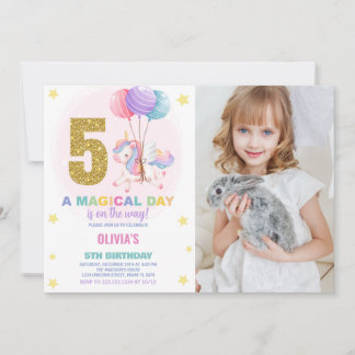 5 Birthday Unicorn Birthday - Foto dos Convites de