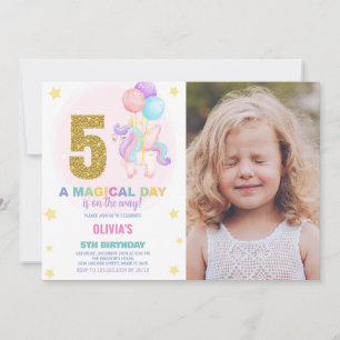 5 Birthday Unicorn Birthday - Foto dos Convites de