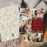 5 Cartões de Natal Red Merry Collage<br><div class="desc">Este cartão de feriado elegante apresenta cinco das suas fotografias pessoais favoritas numa grelha de fotografias única e em camadas. Para fazer alterações avançadas,  selecione Personalizar -> Editar usando a ferramenta Design.</div>