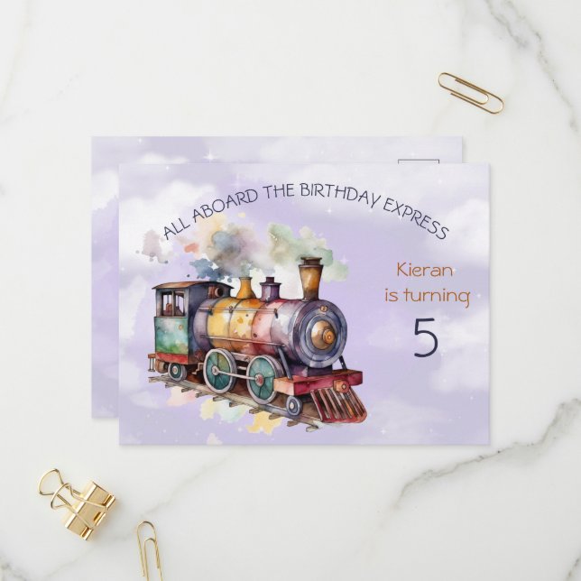5 do Motor de Comboio. Cartão postal de Aniversári (Frente/Verso In Situ)