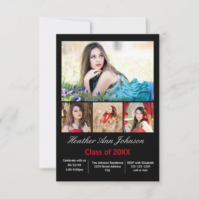 5 Fotos Colagem Vertical - Anúncio de Formando 3x5 (Frente)