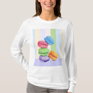 5 Macarons listra Camiseta para senhoras