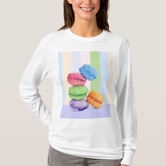 5 Macarons listra Camiseta para senhoras (Frente)