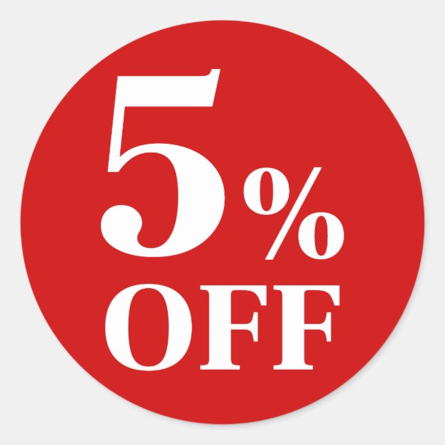 5% OFF Adesivo Redondo Clássico de Fundo Vermelho (Frente)