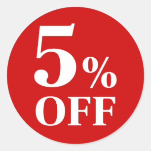 5% OFF Adesivo Redondo Clássico de Fundo Vermelho