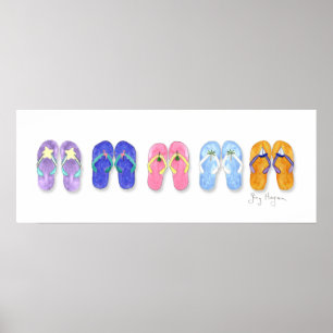 5 pares de posters & de impressões dos flip-flops
