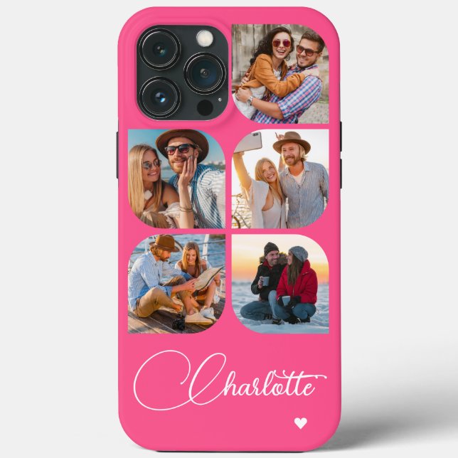 5 Photo Modern Trendy Simple Personalization Name (Verso)