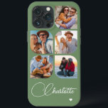 5 Photo Modern Trendy Simple Personalization Name<br><div class="desc">5 Foto moderna Trendy Simple Heart Personalised Name iPhone Capa de telefone apresenta cinco de suas fotos favoritas com seu nome personalizado em um elegante script de caligrafia branca, acentuado com coração de amor. Personalize editando o texto na caixa de texto fornecida. Perfeito para o aniversário, Natal, Dia de as...</div>