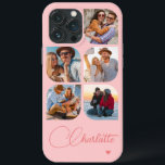 5 Photo Modern Trendy Simple Personalization Name<br><div class="desc">5 Foto Moderna Tendy Simple Heart Personalised Name iPhone Capa de telefone apresenta cinco de suas fotos favoritas com seu nome personalizado em um elegante script de caligrafia rosa acentuado com coração amoroso. Personalize editando o texto na caixa de texto fornecida. Perfeito para o aniversário, Natal, Dia de as mães,...</div>