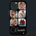 5 Photo Modern Trendy Simple Personalization Name<br><div class="desc">5 Foto moderna Trendy Simple Heart Personalised Name iPhone Capa de telefone apresenta cinco de suas fotos favoritas com seu nome personalizado em um elegante script de caligrafia branca, acentuado com coração de amor. Personalize editando o texto na caixa de texto fornecida. Perfeito para o aniversário, Natal, Dia de as...</div>
