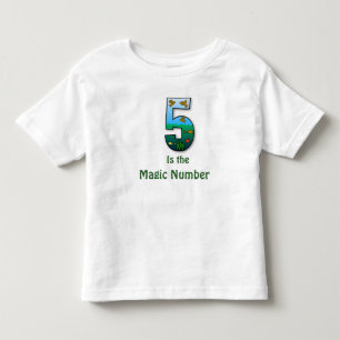 5 são o t-shirt das crianças do número mágico