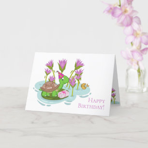 5"x7" Tartaruga com Cartão de Aniversário do Parti