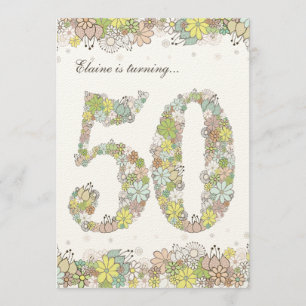 5 x 7 50ª Convite para Blooms Naturais da Festa d