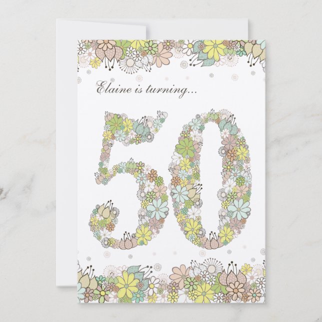 5 x 7 50ª Convite para Blooms Naturais da Festa de (Frente)