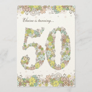 5 x 7 50ª Convite para Blooms Naturais da Festa de