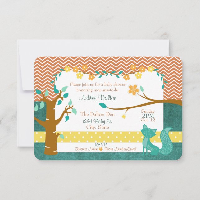 5" x 7" convite do chá de fraldas do Fox da (Frente)