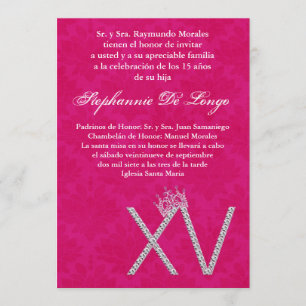 5 x 7 Diamond Topaz Quinceanera Convite de Anivers