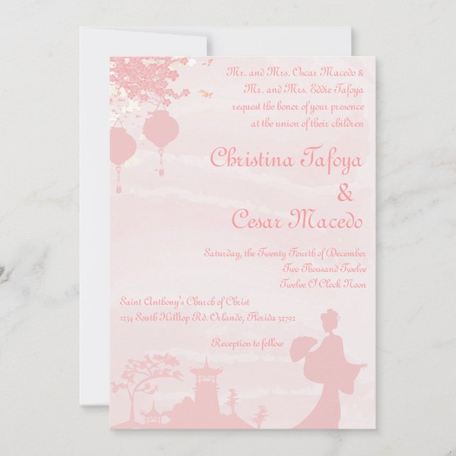 5 x 7 Jardim Oriental de Convite para Casamento (Frente)