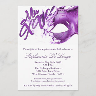 5 x 7 Máscara de Mascarada 15 Convite para Bola d
