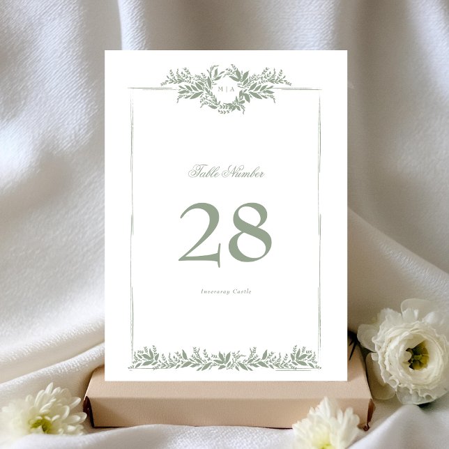 5 x 7 Sage Green Leafath Framed Número de Tabela (Criador carregado)