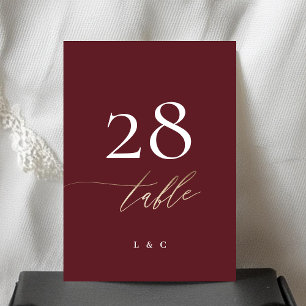 5 x 7 Tabela de Casamento Dourada Elegante Burgund