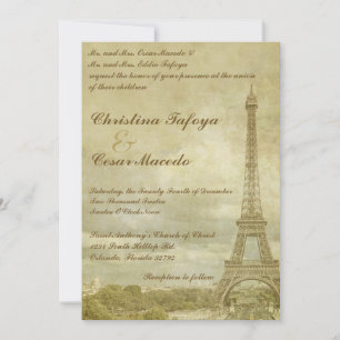 5 x 7 Vintage Convite para Casamento Paris Eiffel 