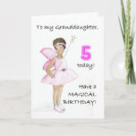 5o Cartão de aniversário para uma neta<br><div class="desc">Um 5o cartão de aniversário para uma neta,  com uma fada preta em um vestido cor-de-rosa,  de uma ilustração do watercolour por Judy Adamson. Sinta por favor livre personalizar a mensagem interna e contactar-me através de minha loja se você gostaria de mudanças à capa.</div>