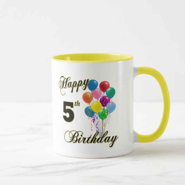 5os canecas e copos felizes de café do aniversário (Direita)