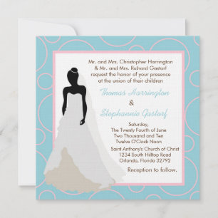5x5 Convite para Casamento Azul Claro Pok-a-Dot