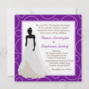 5x5 Convite para Casamento Pok-a-Dot Roxo Escuro