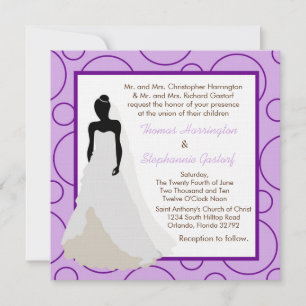 5x5 Convite para Casamento Púrpura Leve Pok-a-Dot