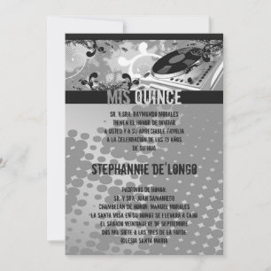 5x7 as cinzas DJ giram o convite de Quinceanera da