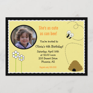 5x7 Bee Happy *PHOTO* Aniversário do Cartão