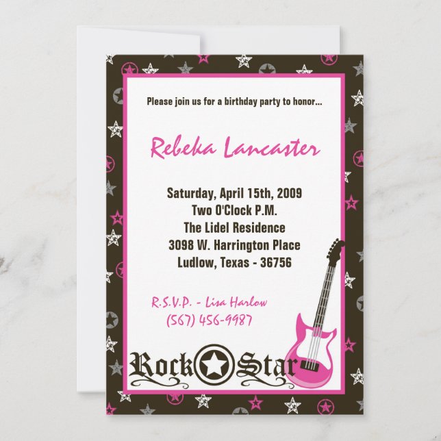 5x7 convidam - o convite do aniversário da estrela (Frente)
