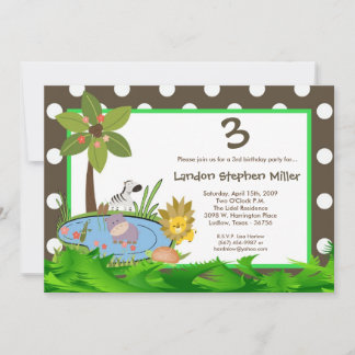 5x7 Convite de aniversário de animais da SelgleSaf