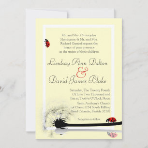 5x7 Convite de casamento Amarelo e Lady Bugs