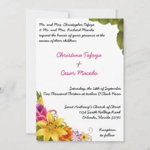 5x7 Convite de Casamento das Flores Exóticas Havai