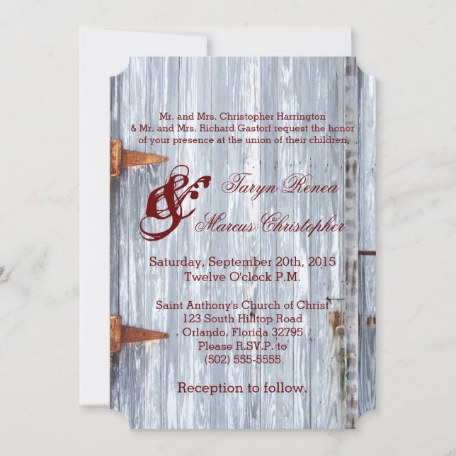 5x7 Convite de Casamento Lave Branca de Madeira Po (Frente)