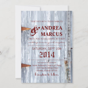 5x7 Convite de Casamento Lave Branca de Madeira Po