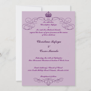 5x7 Convite para Casamento Coroa Real Roxo/Sujeira