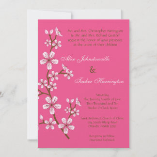 5x7 Convite para Casamento de Linen com Flor de Ce