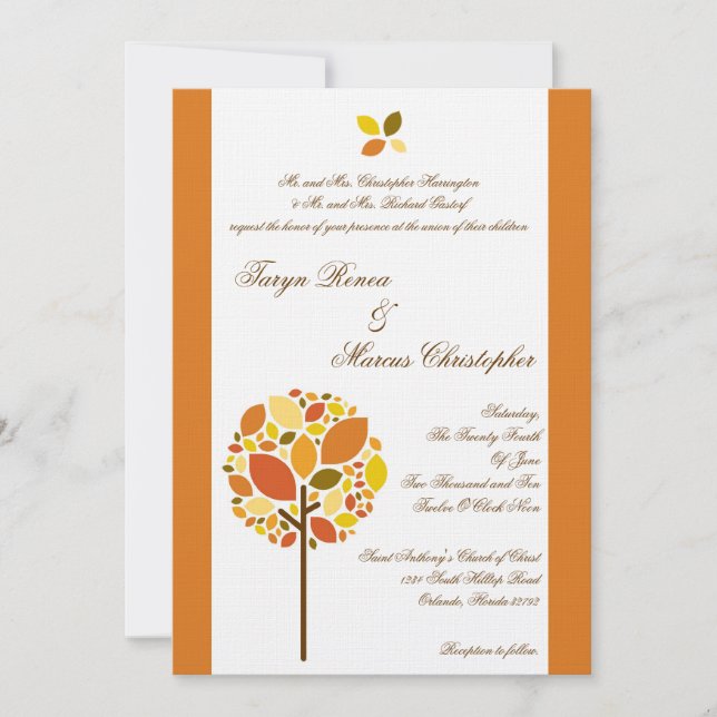 5x7 Convite para Casamento de Linen da Árvore Mode (Frente)