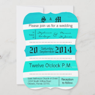 5x7 Convite para Casamento Fade Linha de Teal de S