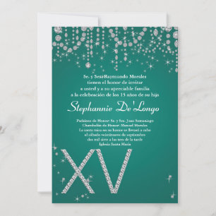 5x7 Diamante Teto Quinceanera Convite de Aniversá