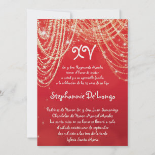 5x7 Glitz Glimmer Quinceanera Convite de Aniversár